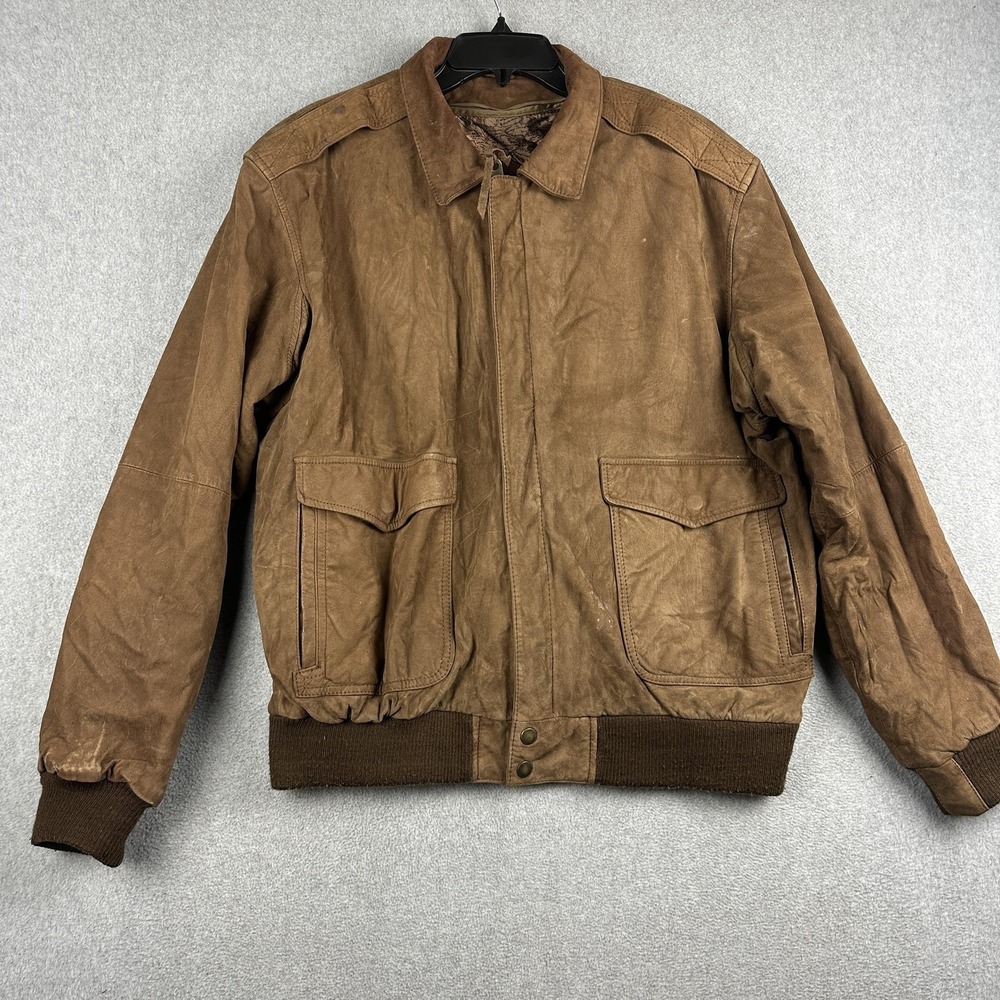 Vintage Sea Dream Leather Jacket Mens Large Brown Bomber Thermolite 80s